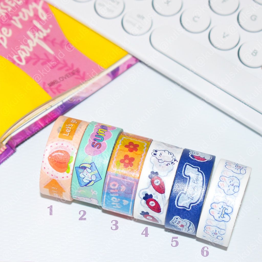 

Washi Tape Bear Pita Perekat Dekoratif Pita Warna untuk Stiker Scrapbooking DIY Pita Alat Tulis