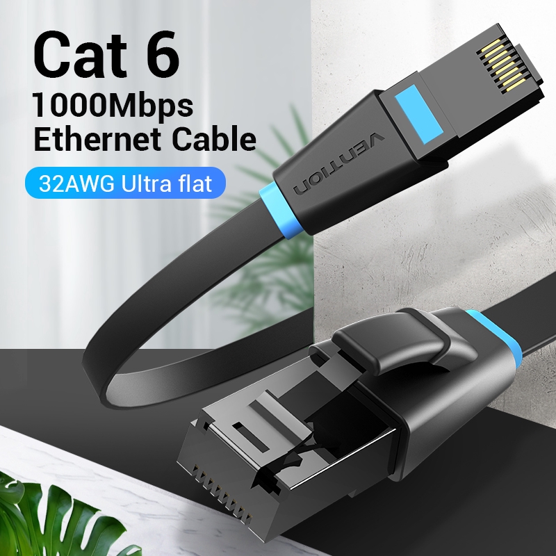 Vention Kabel Ethernet Lan Rj45 Cat6 Bentuk Bulat Flat Untuk Jaringan Internet