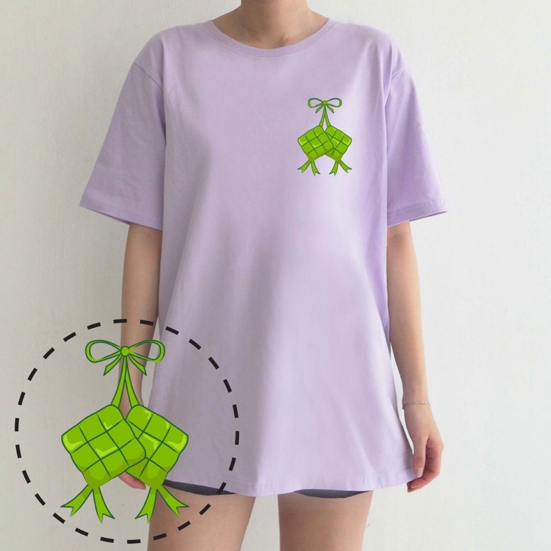 KAOS LEBARAN PENTOL L01 KETUPAT EID MUBARAK IDUL FITRI GAMBAR LUCU COUPLE COTTON COMBED GROSIR MURAH