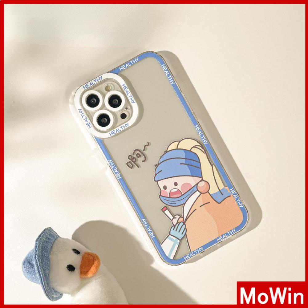 iPhone Case Silicone Soft Case Clear Case Square Edge Shockproof Protection Camera Cartoon Comic Cute Compatible For iPhone 11 iPhone 13 Pro Max iPhone 12 Pro Max iPhone 7 Plus xr