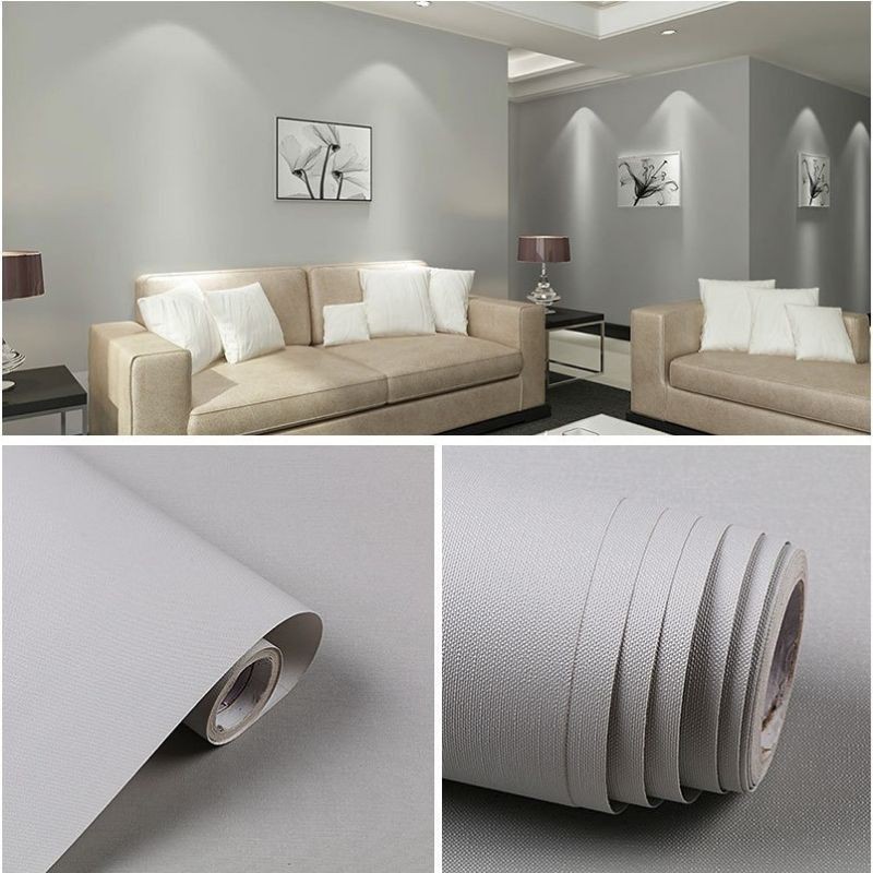 WALLPAPER DINDING MOTIF ABU MUDA POLOS Pvc Waterproof