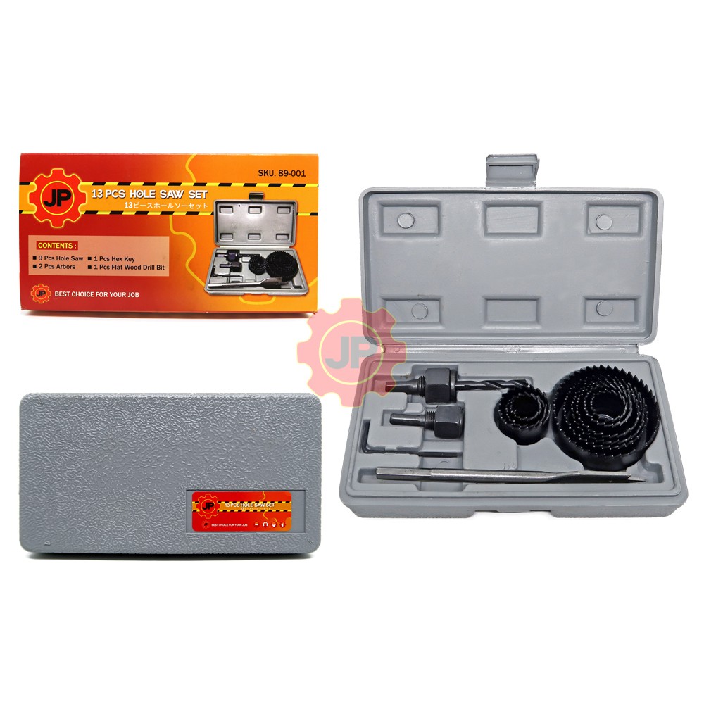 JP 89-001 HOLE SAW SET 13 PCS TOOL KIT MATA BOR KAYU LUBANG PIPA PVC