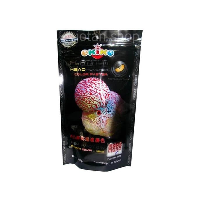 Okiko Platinum head huncher color faster makanan pakan ikan louhan lohan murah