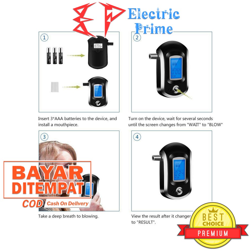 AT6000 LCD Profesional Digital Alat Ukur Nafas Tingkat Alkohol Dalam Tubuh