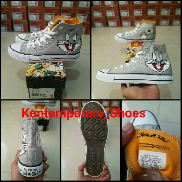 Sepatu Converse All Star LOONEY TUNES DARK GREY HIGH ORIGINAL PREMIUM MADE IN VIETNAM BNIB