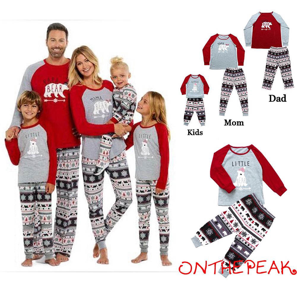Family Matching Christmas Pajamas Set Men Women Toddler Kids Sleepwear Nightwear