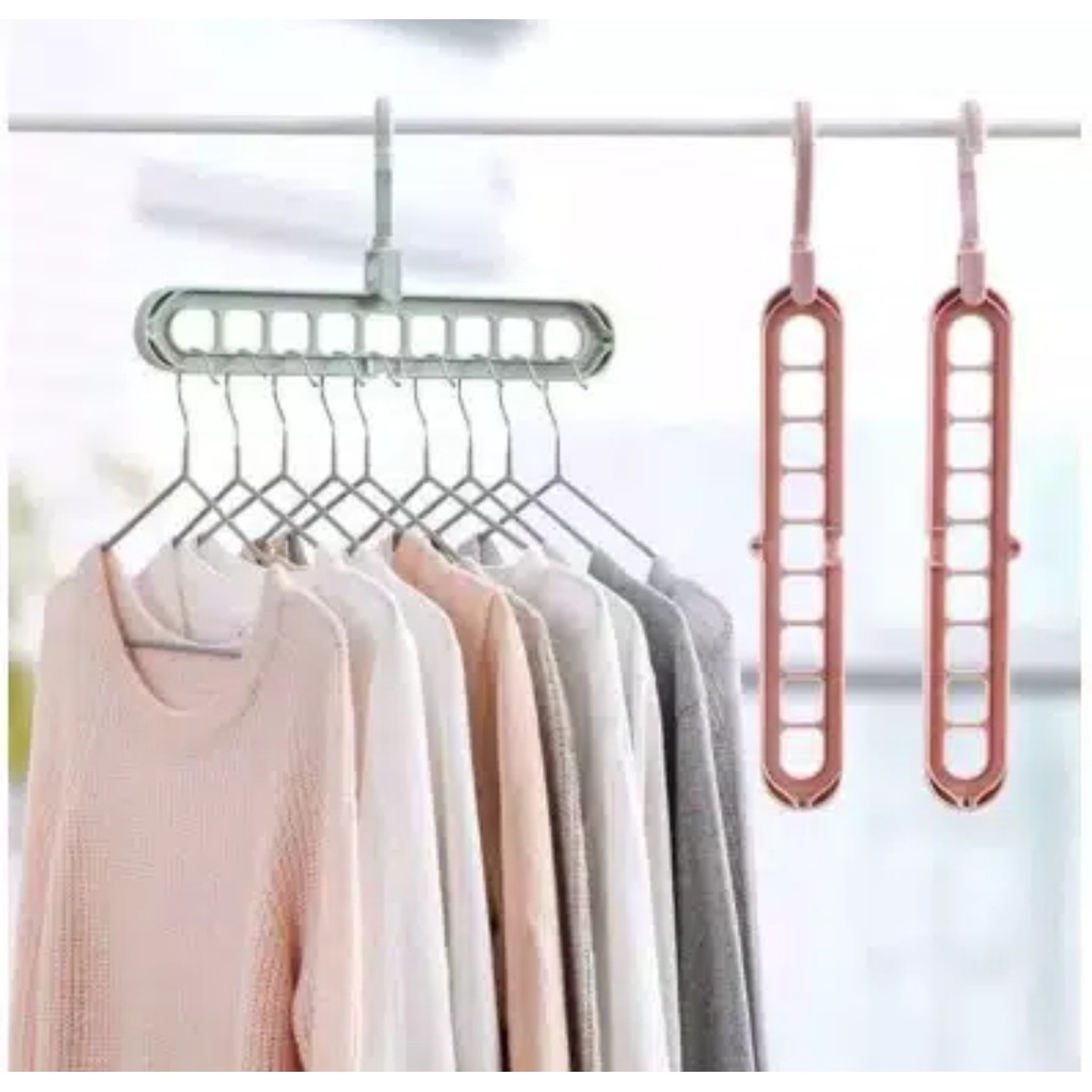 FREE BUBLE HANGER BAJU / GANTUNGAN BAJU AJAIB MULTIFUNGSI DAPAT DILIPAT 9 LUBANG