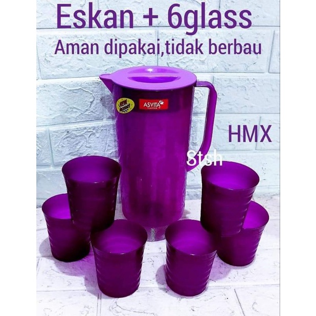 Asvita BPA Free Bahan Plastik Tebal / Teko Set Plastik