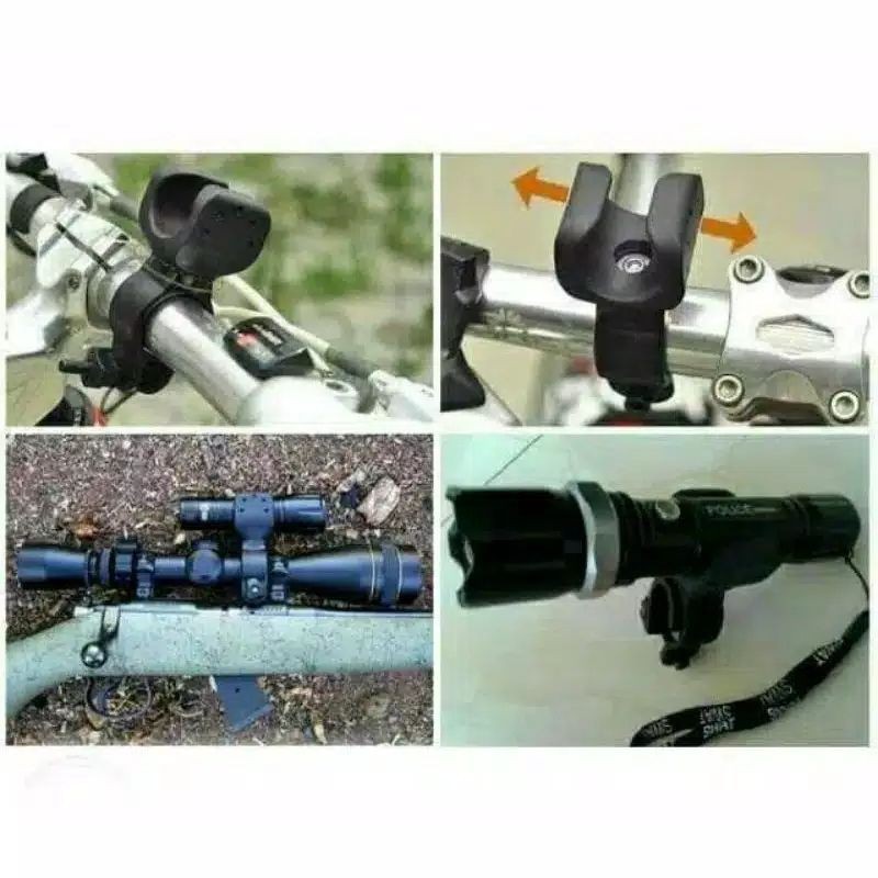 holder senter sepeda 360° bicycle torch flashlight bracket holder