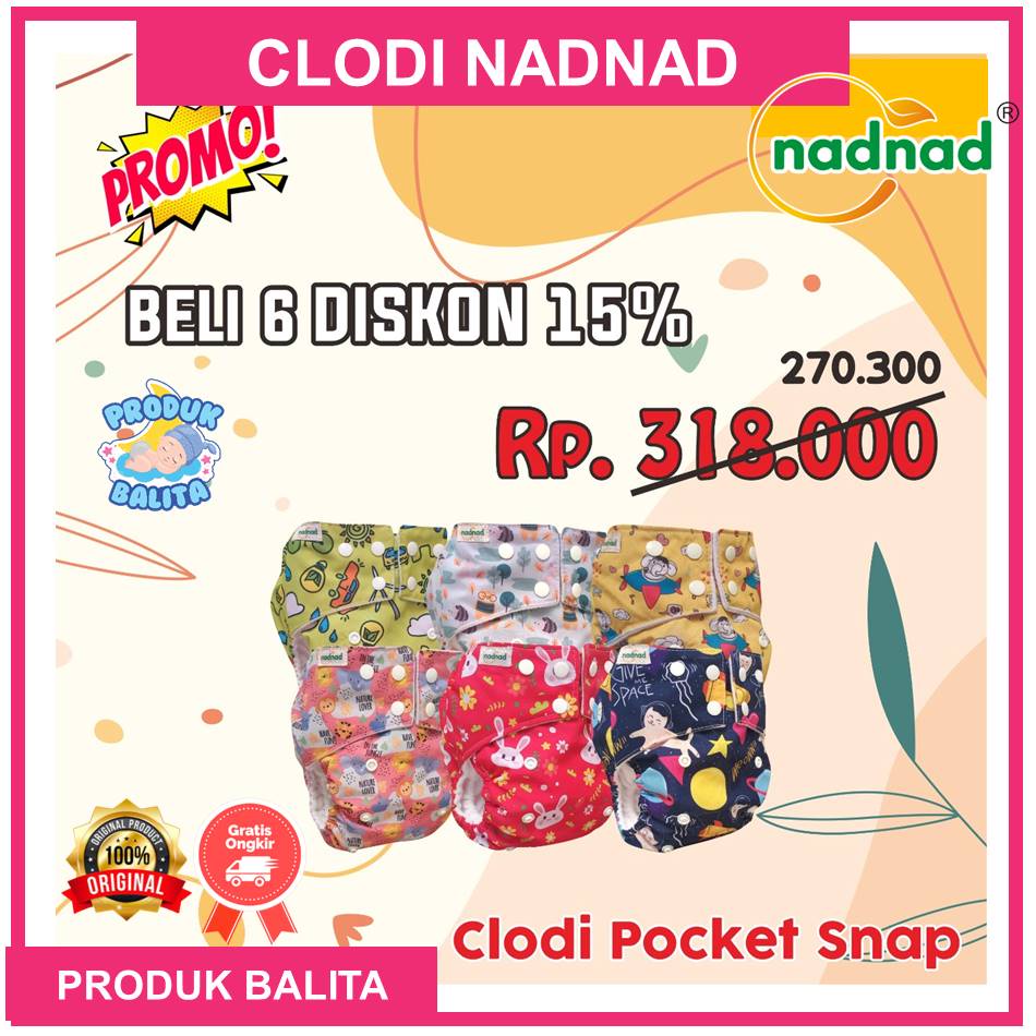 Grosir Popok Kain Cuci Ulang Clodi Pocket Snab Nadnad By Sakina BB 3-15KG