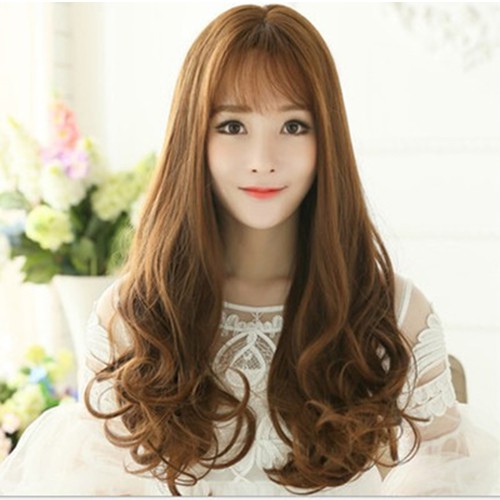 Wig Full Panjang Bergelombang Korean Version Wig Long Hair Curly Rambut Palsu Wanita Hair Styling