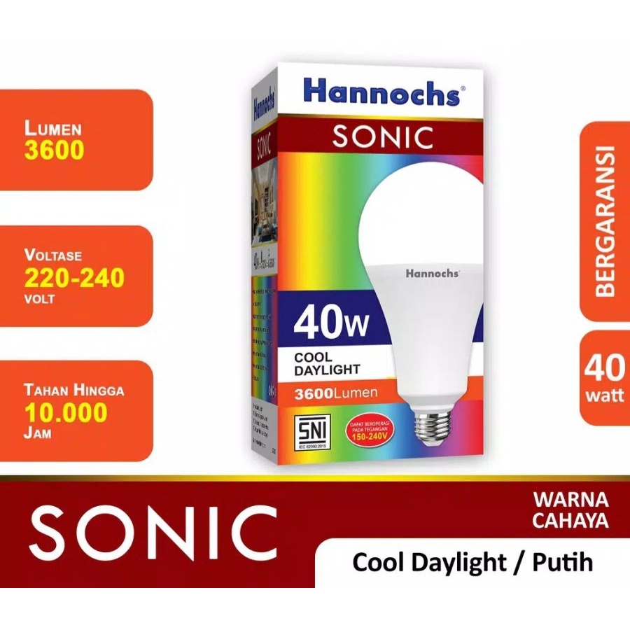 Hannochs SONIC LED Bulb 40 Watt 40watt - Bola Lampu Bohlam LED