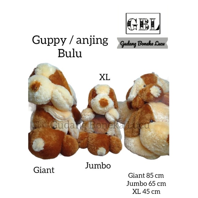 Boneka guppy bulu jumbo / boneka anjing jumbo / boneka bulu jumbo / boneka anjing 65cm