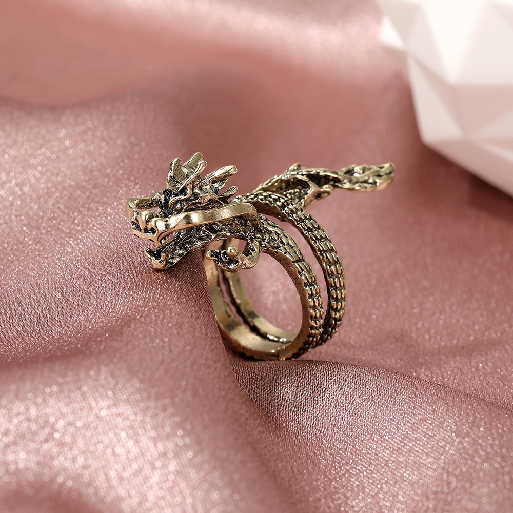 【COD Tangding】Ancient Bronze Zodiac Dragon Ring Gothic Hipster Male Opening Ring