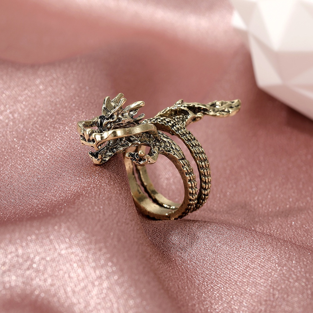 aaoottuuoo5.id Cod   Personality Ancient Dragon Shapes Ring Opening Adjustable Ring Gothic Jewelry Unisex Gifts