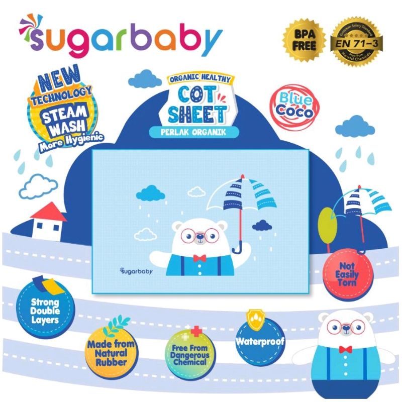 Sugar Baby Organic Healthy Cot Sheet / Perlak Karet Organik / Sugarbaby Perlak Bayi