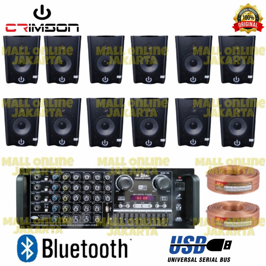 Paket Sound system kafe Restoran Kantor Speaker 12 pcs