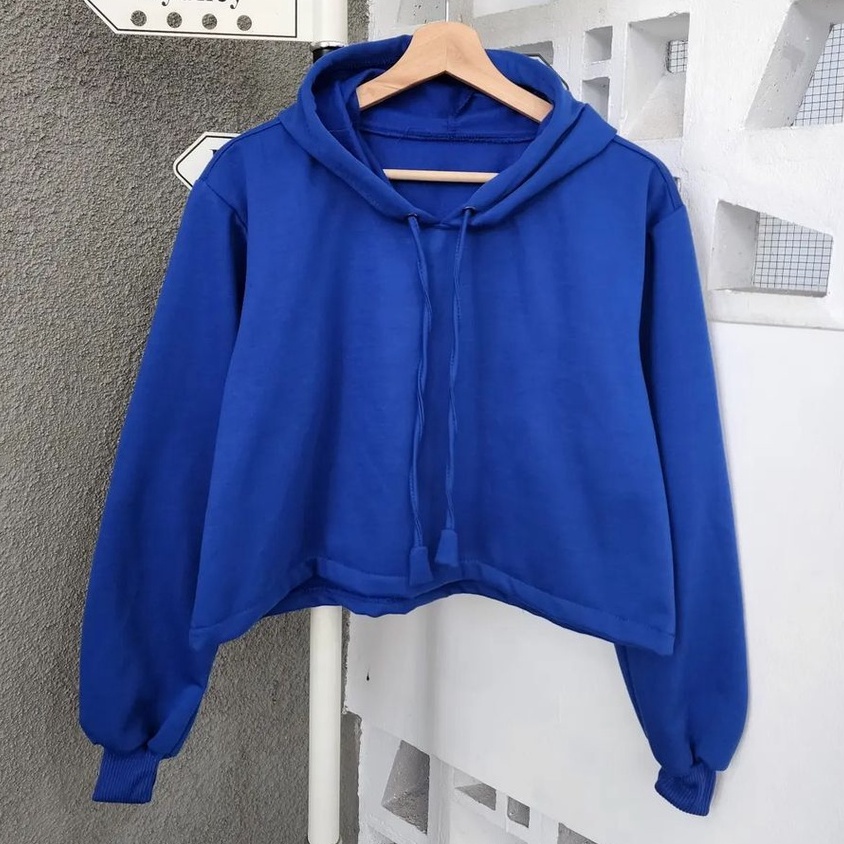 Hoodie Bright Colour Crop Bahan Pleece Terbaru Korean Look Style