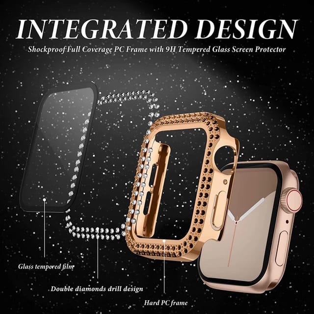 Gadgetlee Bumper Case Apple Watch Bling PC Screen Protector For Series 1/2/3/4/5/SE/6/7