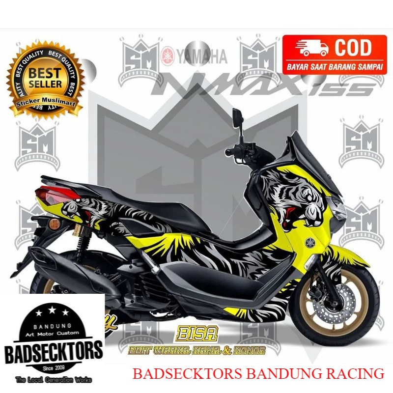 sticker decal yamaha NMAX motif tiger kuning  keren