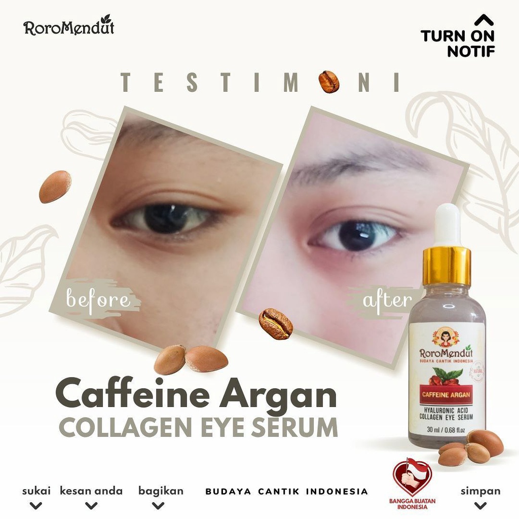 Roro Mendut caffeine argan hyaluronic acid collagen eye serum &amp; Essence Wajah