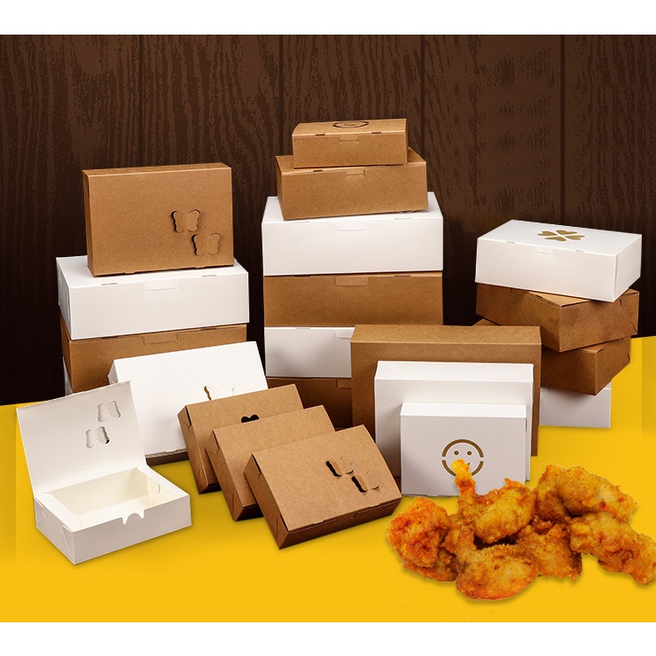 

HX162 Kotak makan nasi kue cake katering kraft paper take away lunch box laminasi anti minyak air