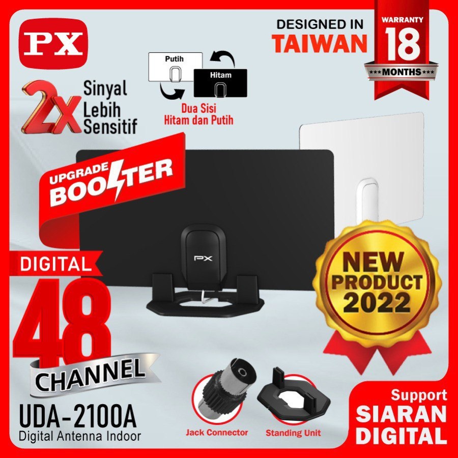 PX UDA-2100A Antena TV Digital Indoor DVB-T2 + Booster - Garansi Resmi PX