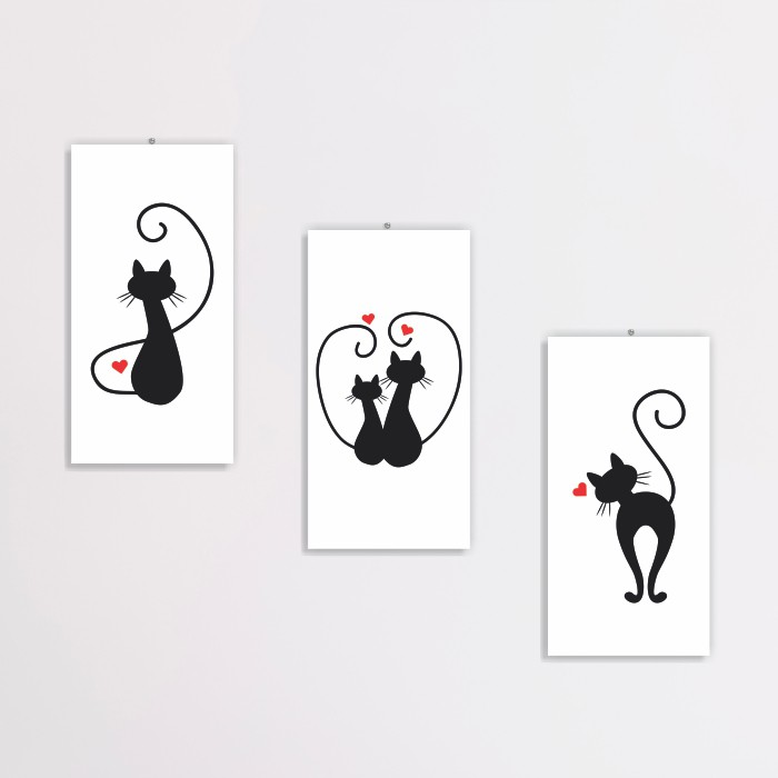 Hiasan Dinding Dekorasi Poster Cat Kucing Monochrome Minimalis 15x30 cm