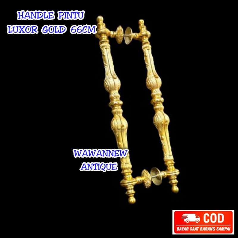 Handle Pintu / Tarikan Gagang Pintu Rumah Pagar Kuningan Motif Luxor Gold 66cm