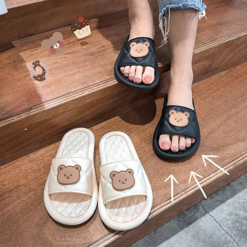 (COD ) Sandal Slop Sendal Karet Sendal Wanita Sandal Rumah Sandal Beruang MALL SHOPPING