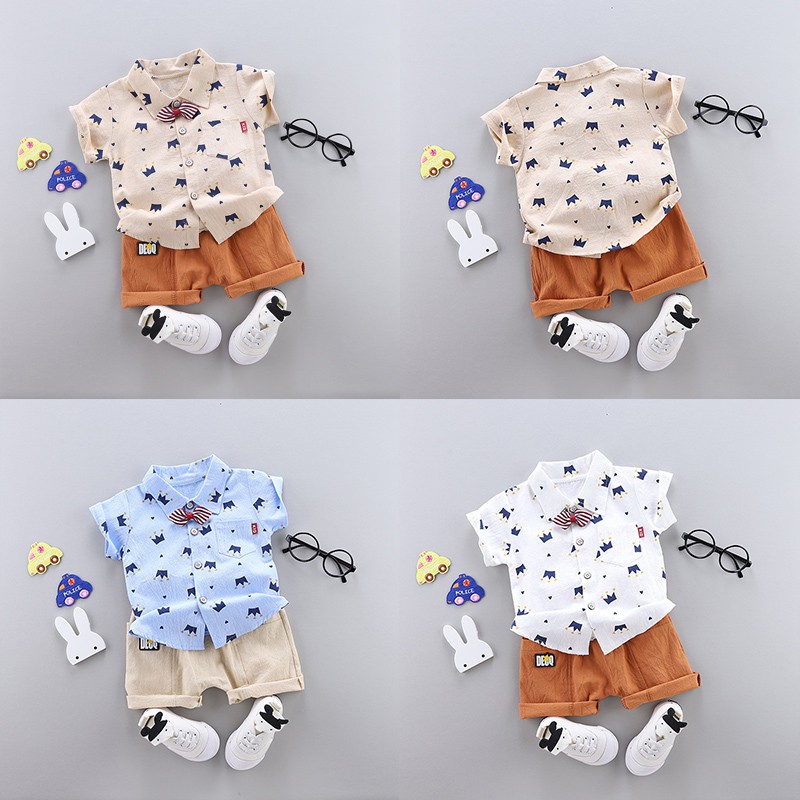 Setelan Kaos T Shirt Bayi  Laki laki Lengan Pendek  Gambar  