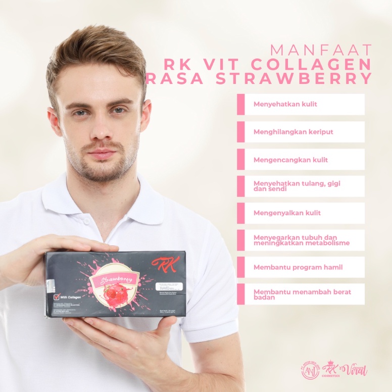 VIT COLLAGEN RASA STRAWBERRY RK GLOW ORIGINAL BPOM