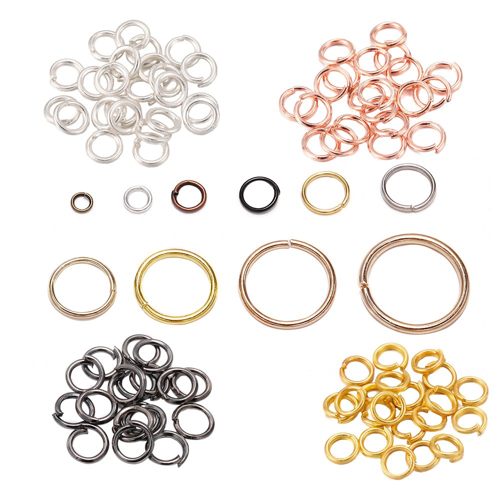 200pcs/pack 3 4 5 6 7 8 10 12 14 16 18 20 mm OPen Jump Rings Silver/Gold/Bronze Split Rings Connectors For Diy Jewelry