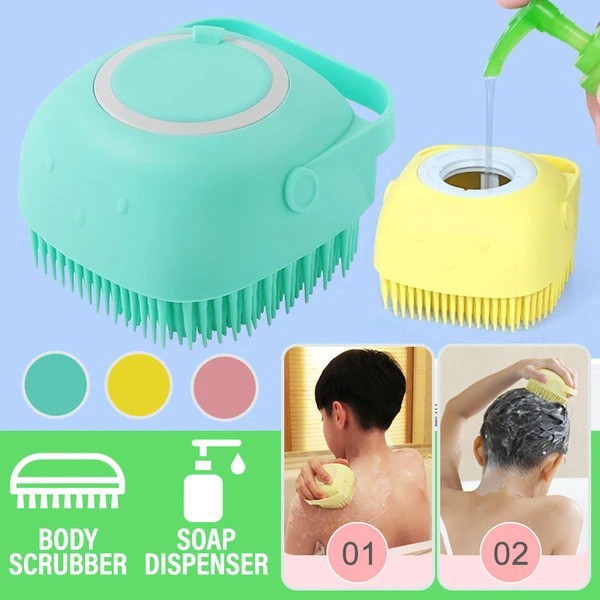 Sikat Badan Sikat Kepala Sikat Mandi Sillicon lembut Spons Sillicon Bubble Bath Shower Brush - Dispenser Silicone Scrubber Bath Brush - Spons