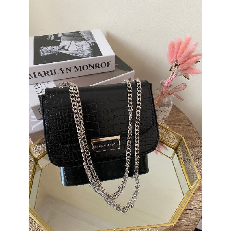 11.11 SALE | CK Croc-Effect Structured Crossbody Bag