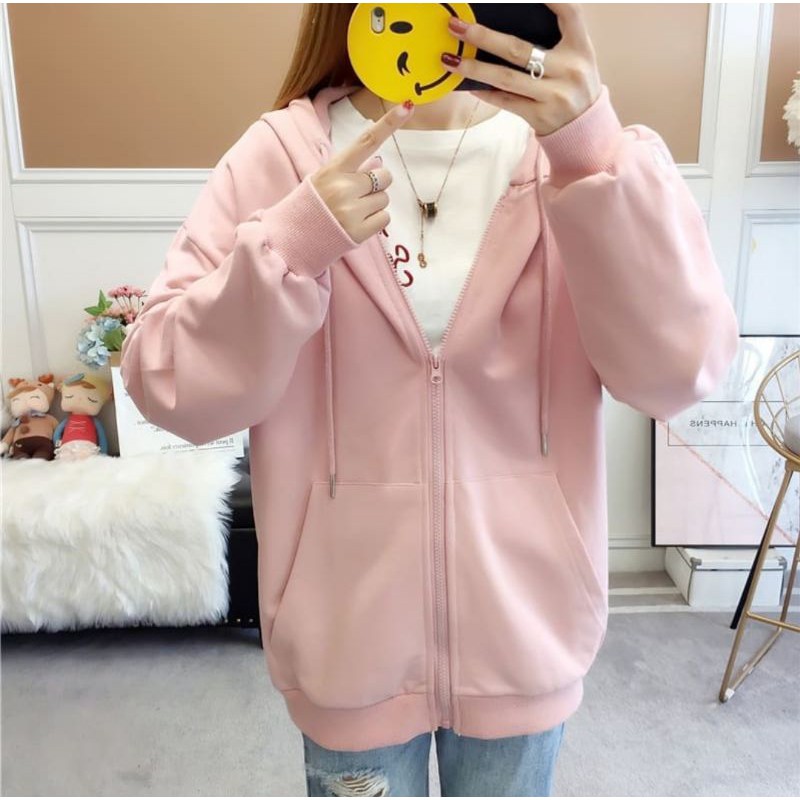 HOODIE ZIPPER SWEATER WANITA - SUPER HOODIE BORDIR FLEECE TEBAL