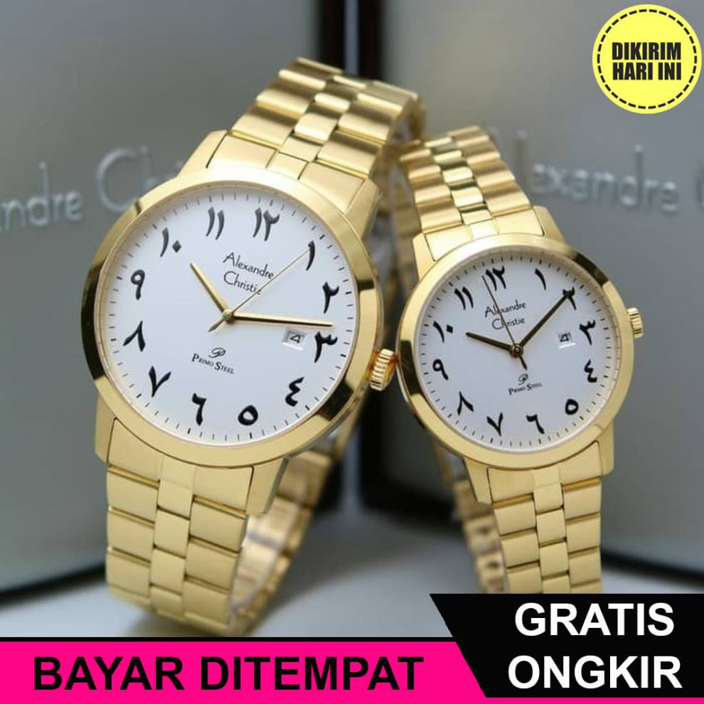 (BAYAR DITEMPAT) OE4051 ALEXANDRE CHRISTIE AC 1007 AC1007 COUPLE GOLD WHITE ANGKA ARAB HARGA SATUAN
