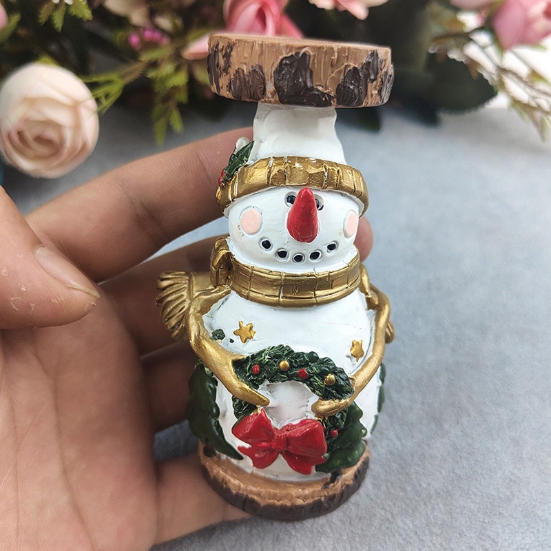 Holder Desain Santa Snowman Bahan Resin Untuk Dekorasi Pesta Natal