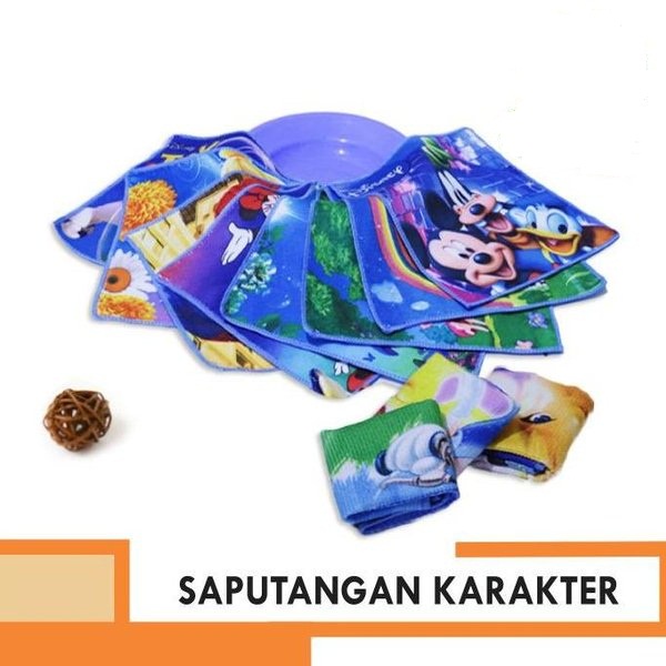 Sapu Tangan Karakter Ukuran 25cm x 26cm - Sapu Tangan Anak Karakter Handuk