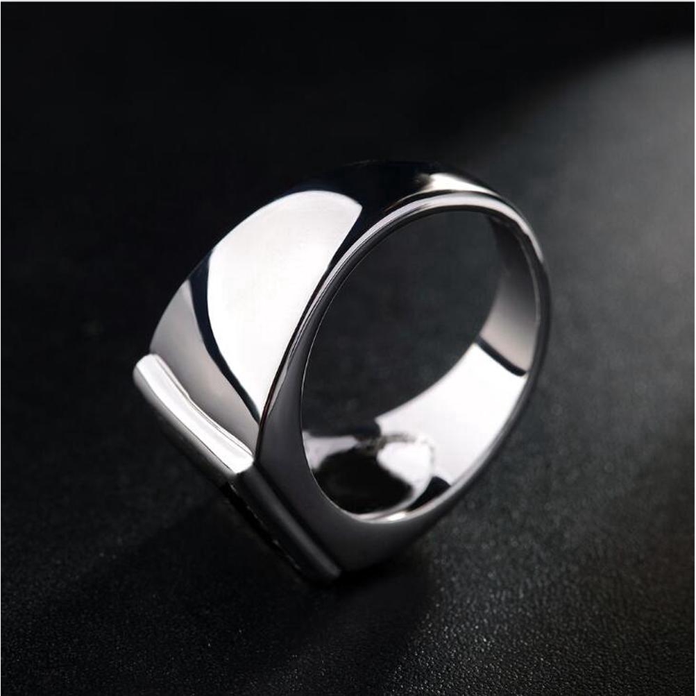 Cincin Kawin Baja Titanium Perak Berlian Kristal Hitam Pesona Fashion Perhiasan Pria Wanita Silver Rings