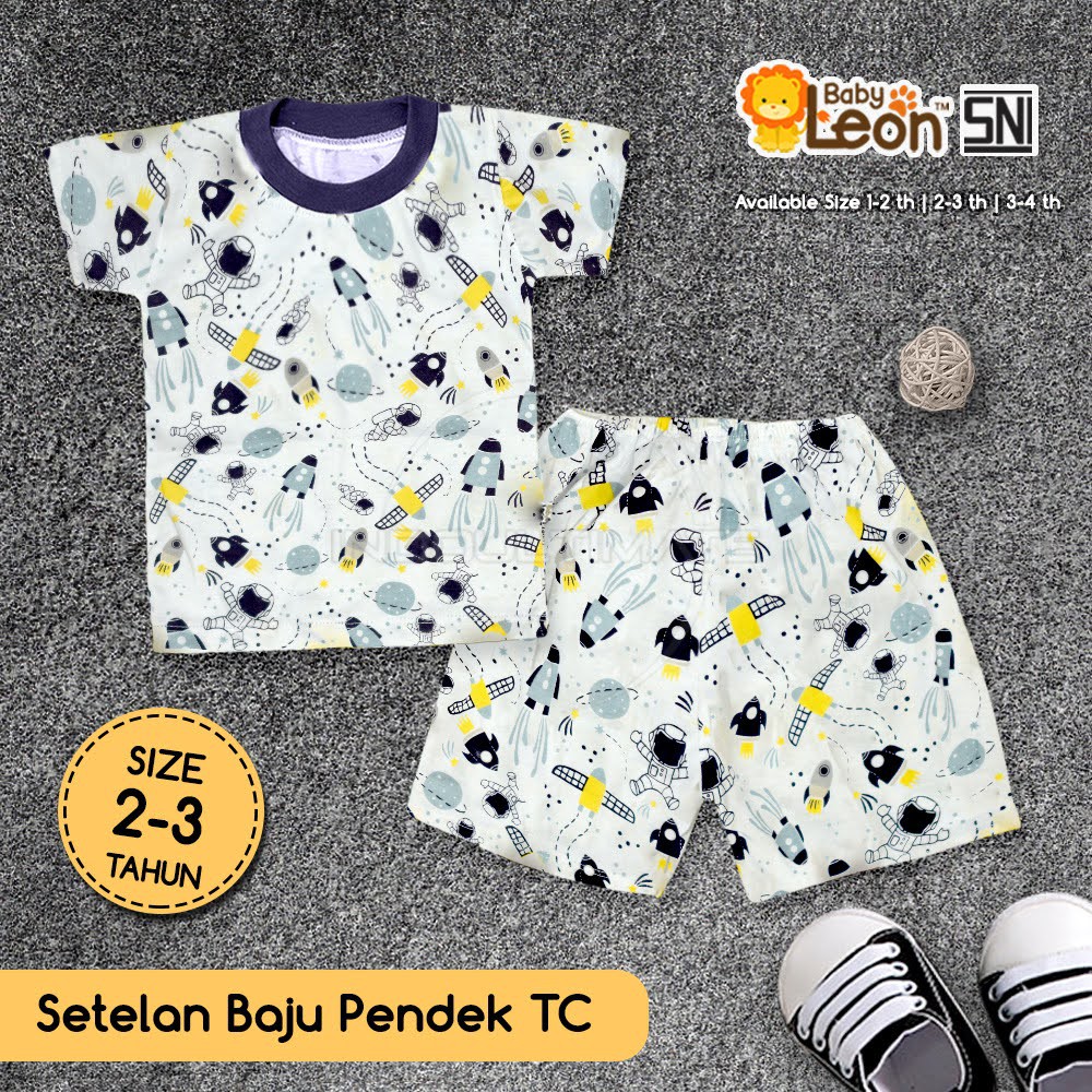 Setelan Baju + Celana Pendek Bayi 100% COTTON SBJ-70SK Baju Bayi Baru Lahir Baju Tidur Bayi Kaos BABY LEON