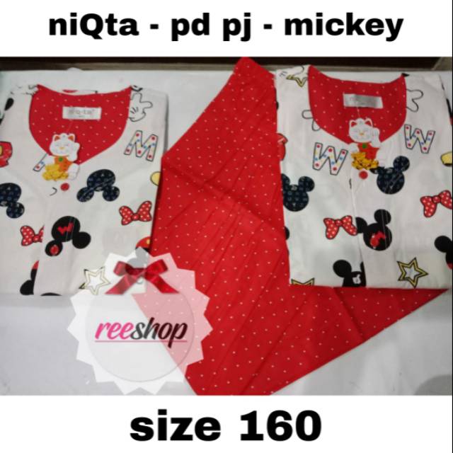 Piyama niqta tangan pendek celana panjang - motif mickey
