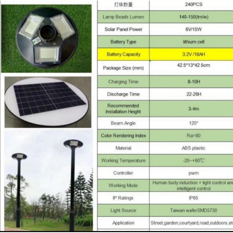 Lampu Jalan Lampu Taman Solar Panel Tenaga Surya 150 Watt 150W