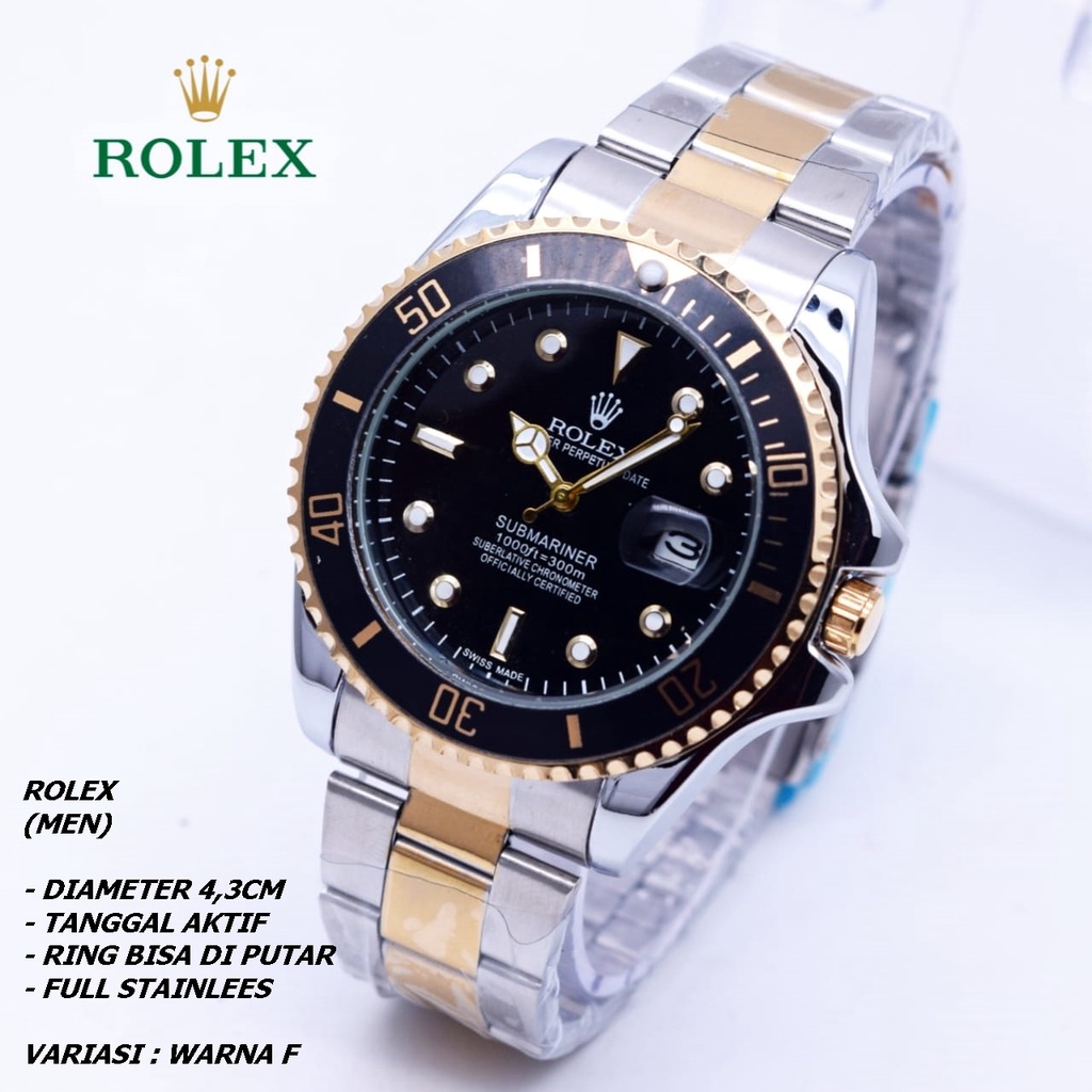 JAM TANGAN PRIA FASHION RANTAI BODY BULAT TANGGAL AKTIF