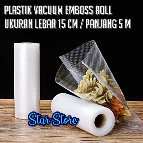 

Plastik Vacuum Sealer Bening Emboss Food Grade Import Clear Gulungan - 15 cm x 5 m