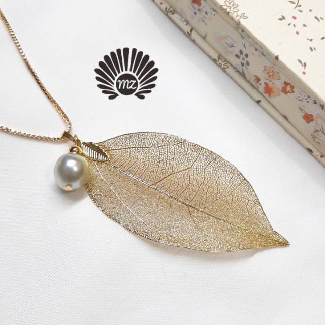 Kalung Mutiara Air Laut/Kalung Rhodium/ Mutiara Laut Asli Lombok