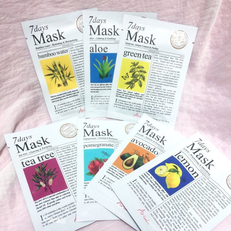 ARIUL 7 Days Sheet Mask / Sheetmask BPOM SOCIOLLA / ORGANIK/ JERAWAT / MASKER WAJAH