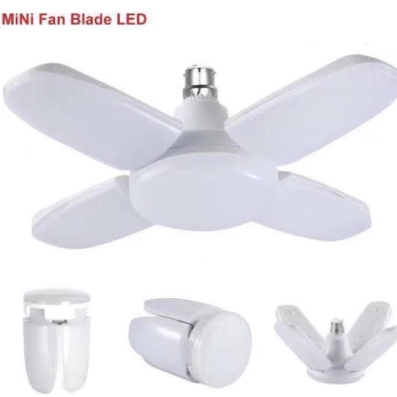 Lampu Bohlam Lipat Mini Model Daun LED E27 28w /6500k Folding Fan Mini Blade Bulb