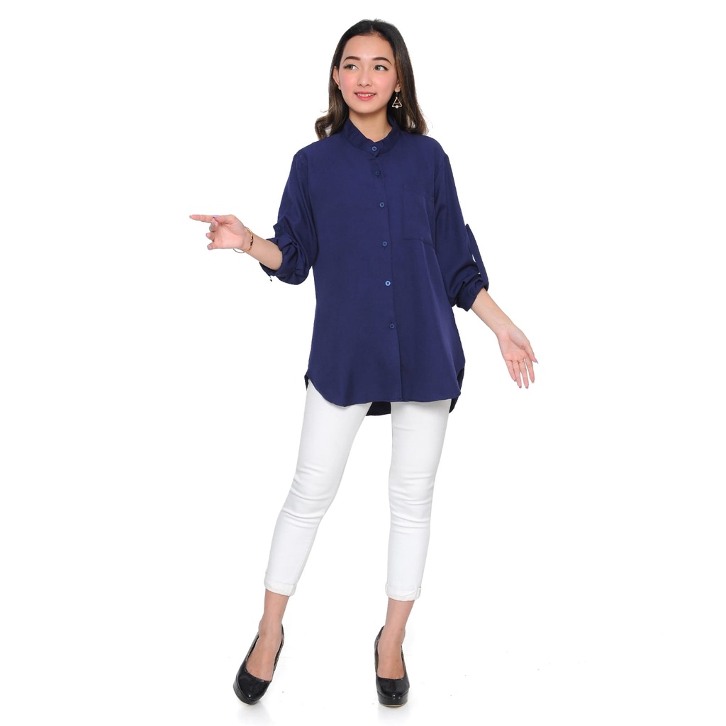 Aurel blouse/giovany shirt atasan kemeja polos wanita basic shakila impor