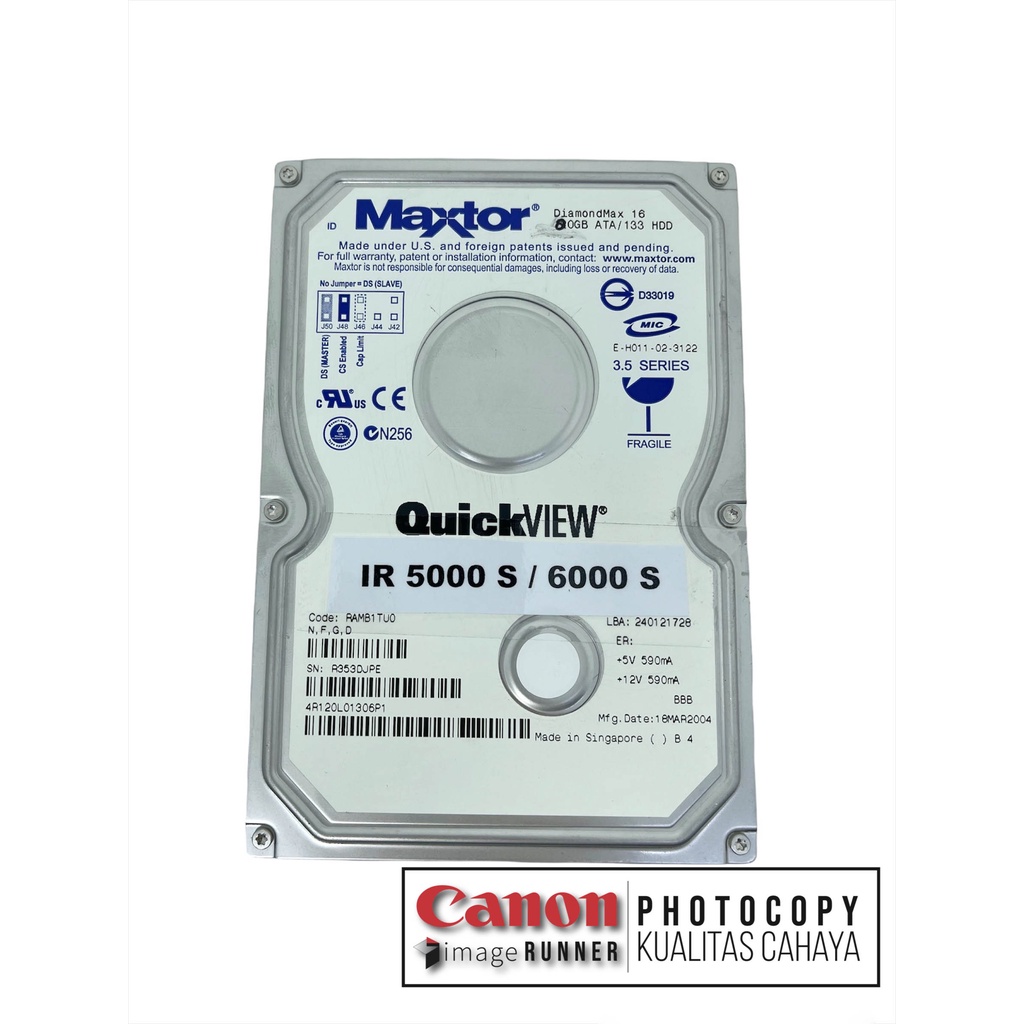 Hard Disk Mesin Fotokopi Canon IR 5000/6000 S Port Bawah